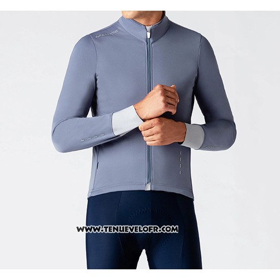 2019 Maillot Ciclismo La Passione Gris Blanc Manches Longues et Cuissard